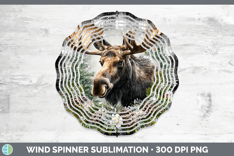 Moose Animals Checker Christmas Wind Spinner Sublimation Des