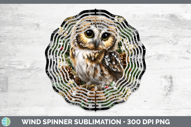 Owl Animals Checker Christmas Wind Spinner Sublimation Desig