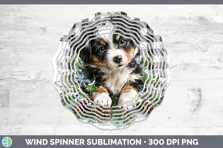 Puppy Animals Checker Christmas Wind Spinner Sublimation Des