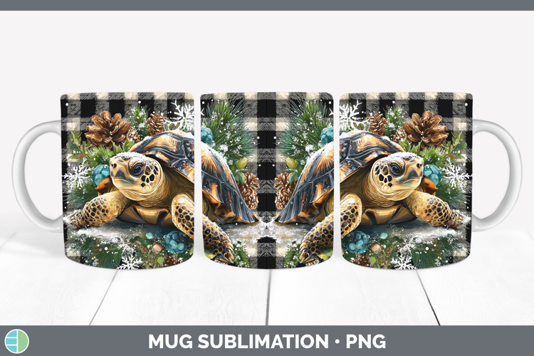 Sea Turtle Animals Checker Christmas Mug Wrap Sublimation De