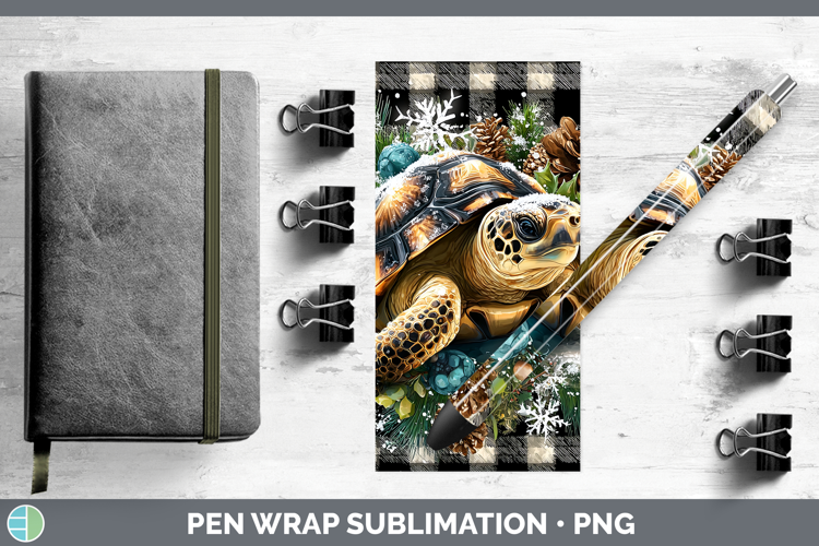 Sea Turtle Animals Checker Christmas Pen Wrap Sublimation De