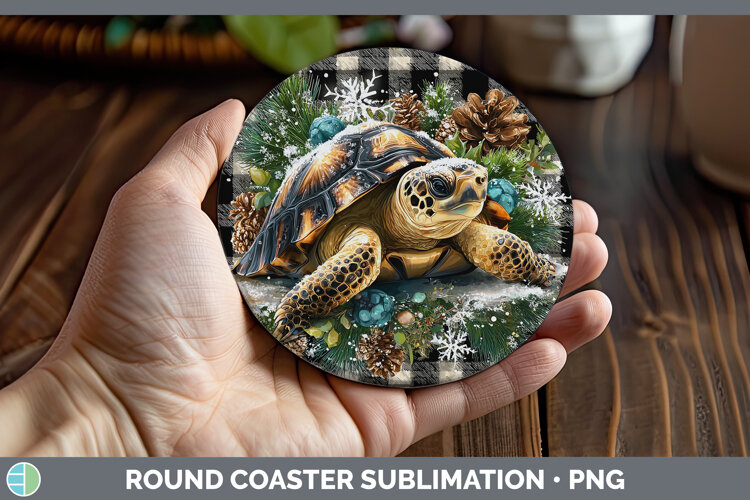 GorgeousAnimals Checker Christmas Round Coaster design.
