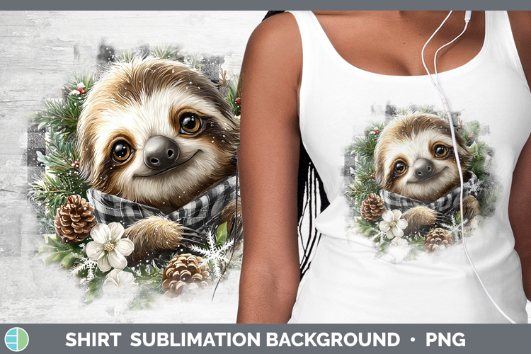 Sloth Animals Checker Christmas Shirt Sublimation Design