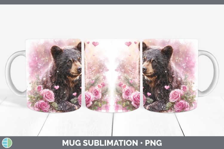 Bear Animals Checker Valentine Mug Wrap Sublimation Design