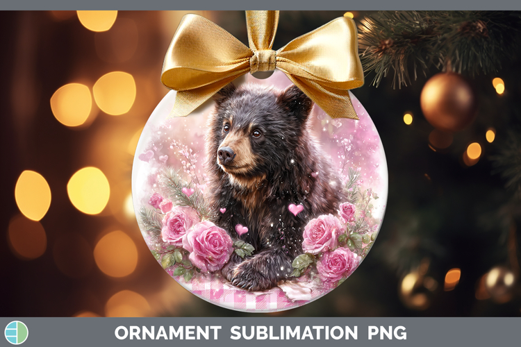 Bear Animals Checker Valentine Ornament Sublimation Design