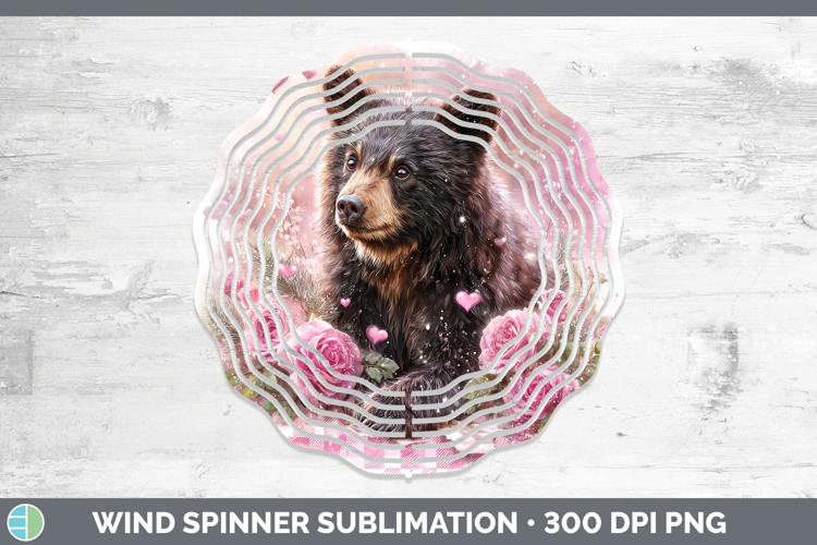 Bear Animals Checker Valentine Wind Spinner Sublimation Desi