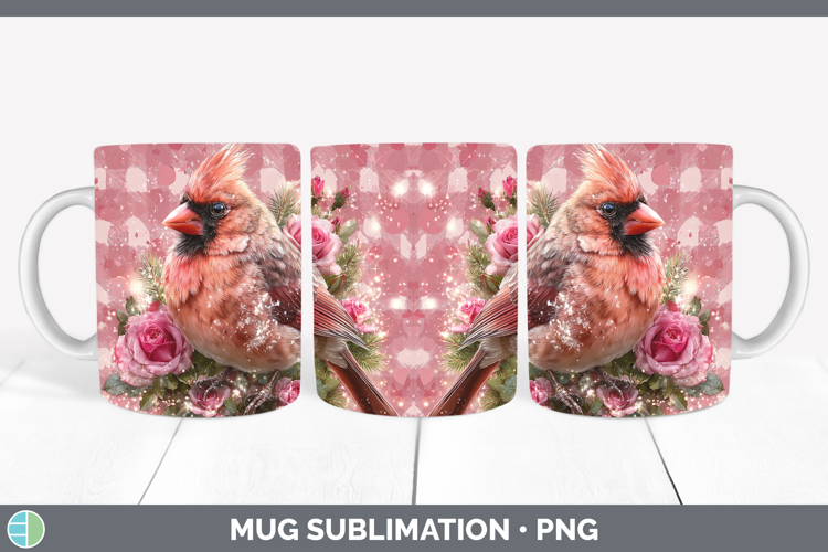 Cardinal Animals Checker Valentine Mug Wrap Sublimation Desi