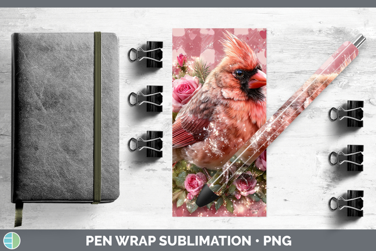 Cardinal Animals Checker Valentine Pen Wrap Sublimation Desi