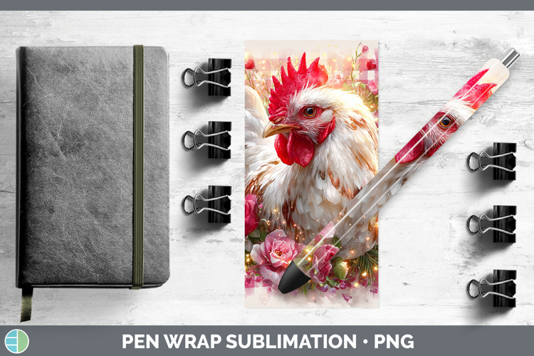 Chicken Animals Checker Valentine Pen Wrap Sublimation Desig