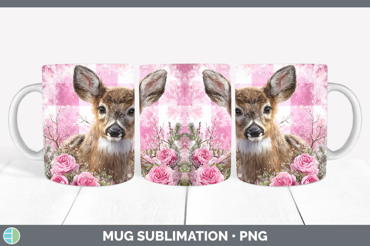 Deer Animals Checker Valentine Mug Wrap Sublimation Design