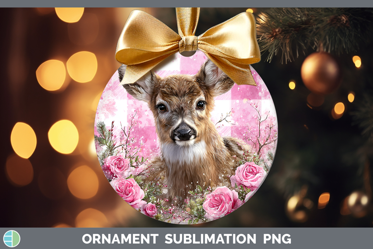 Deer Animals Checker Valentine Ornament Sublimation Design