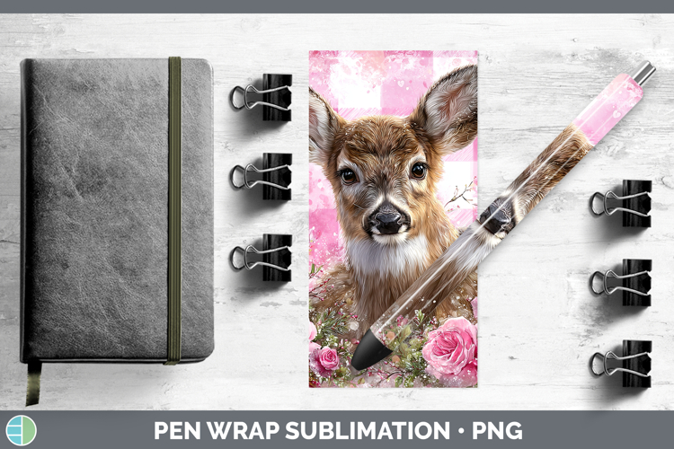 Deer Animals Checker Valentine Pen Wrap Sublimation Design