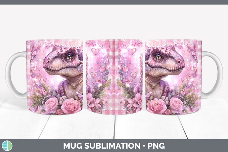 Dinosaur Animals Checker Valentine Mug Wrap Sublimation Desi