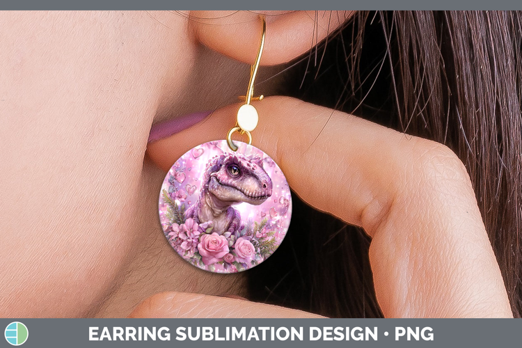 Dinosaur Animals Checker Valentine Round Earrings Sublimatio