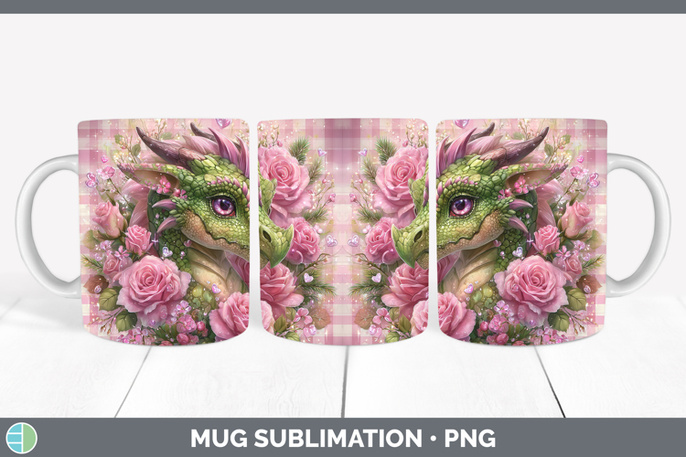 Dragon Animals Checker Valentine Mug Wrap Sublimation Design