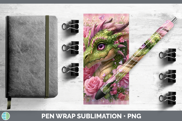 Dragon Animals Checker Valentine Pen Wrap Sublimation Design