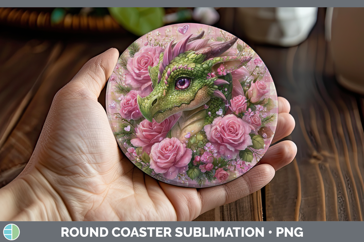 Dragon Animals Checker Valentine Round Coaster Sublimation D