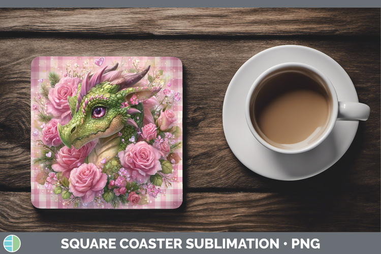 Dragon Animals Checker Valentine Square Coaster Sublimation