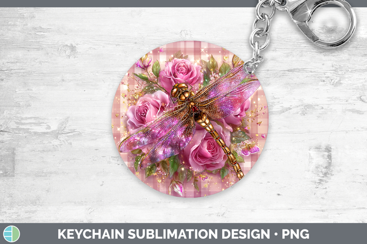 Dragonfly Animals Checker Valentine Keychain Sublimation Des