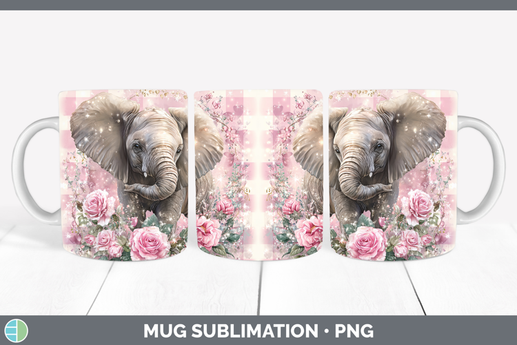 Elephant Animals Checker Valentine Mug Wrap Sublimation Desi
