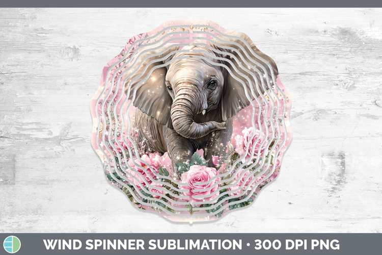 Elephant Animals Checker Valentine Wind Spinner Sublimation