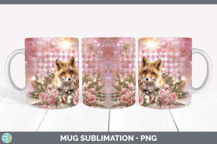 Fox Animals Checker Valentine Mug Wrap Sublimation Design