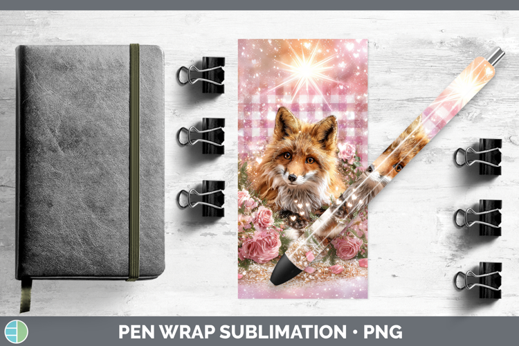 Fox Animals Checker Valentine Pen Wrap Sublimation Design