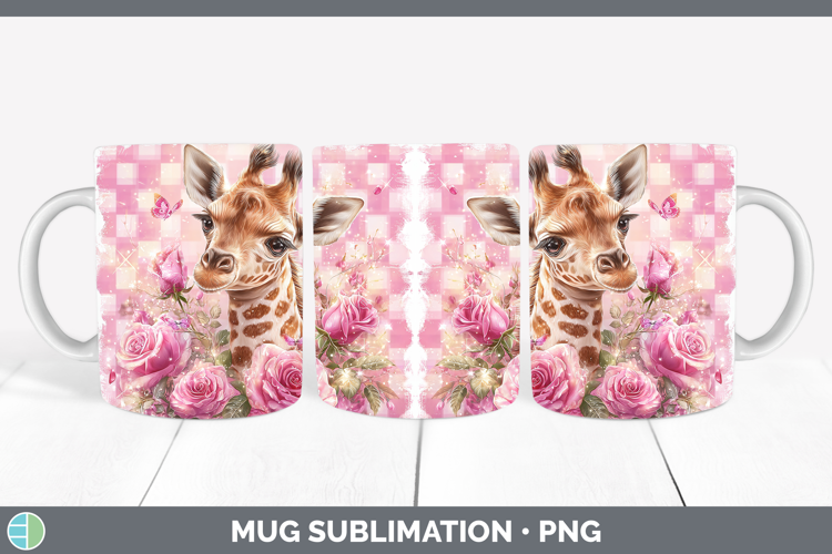 Giraffe Animals Checker Valentine Mug Wrap Sublimation Desig