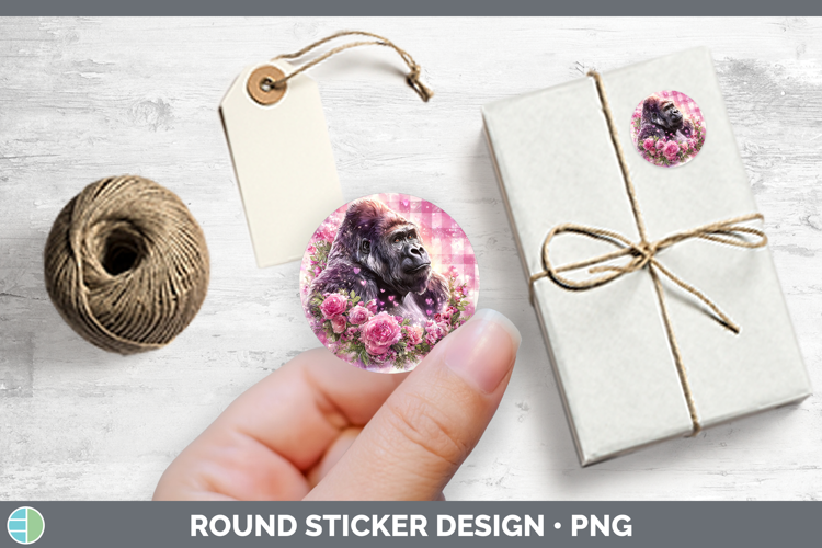 Gorilla Animals Checker Valentine Stickers Design