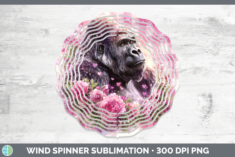 Gorilla Animals Checker Valentine Wind Spinner Sublimation D