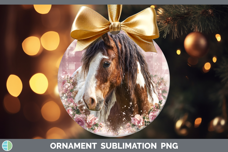 Horse Animals Checker Valentine Ornament Sublimation Design
