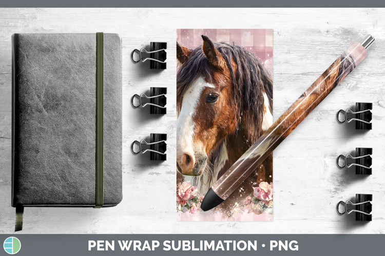 Horse Animals Checker Valentine Pen Wrap Sublimation Design