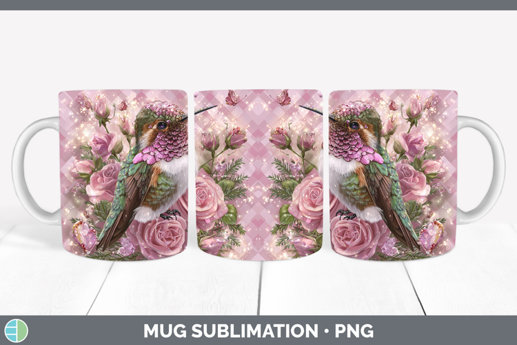 Hummingbird Animals Checker Valentine Mug Wrap Sublimation D
