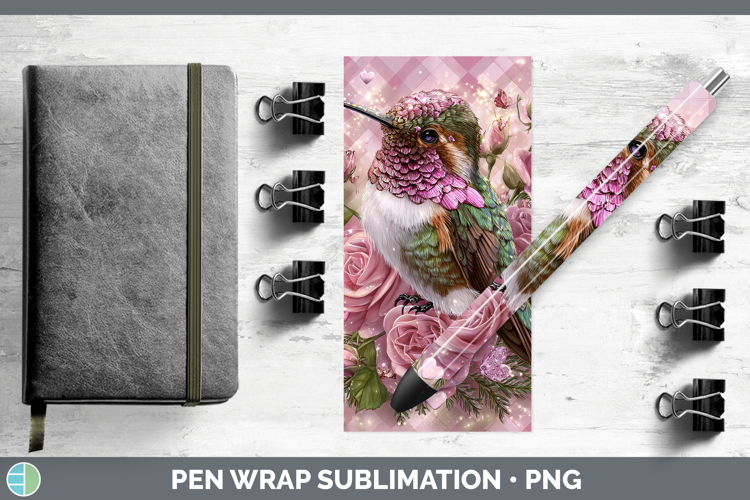 Hummingbird Animals Checker Valentine Pen Wrap Sublimation D