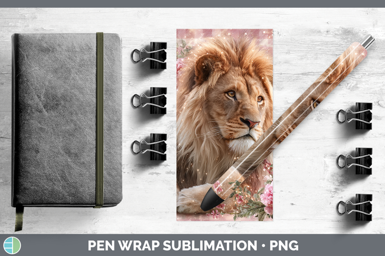 Lion Animals Checker Valentine Pen Wrap Sublimation Design