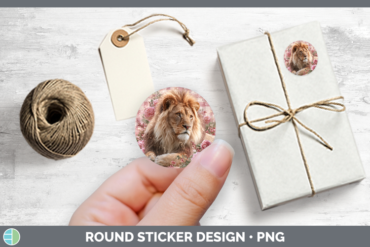 Lion Animals Checker Valentine Stickers Design