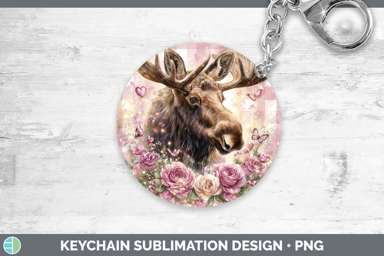 Moose Animals Checker Valentine Keychain Sublimation Design