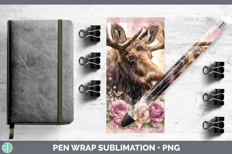 Moose Animals Checker Valentine Pen Wrap Sublimation Design