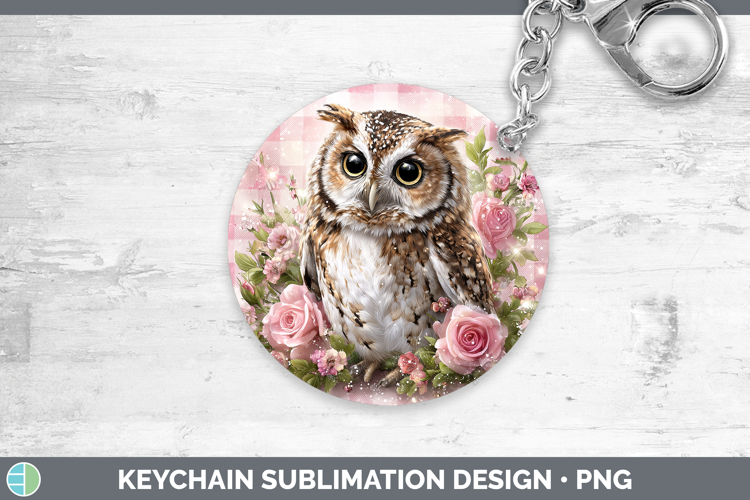 Owl Animals Checker Valentine Keychain Sublimation Design