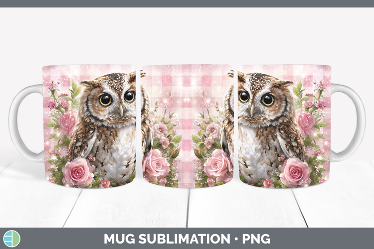 Owl Animals Checker Valentine Mug Wrap Sublimation Design