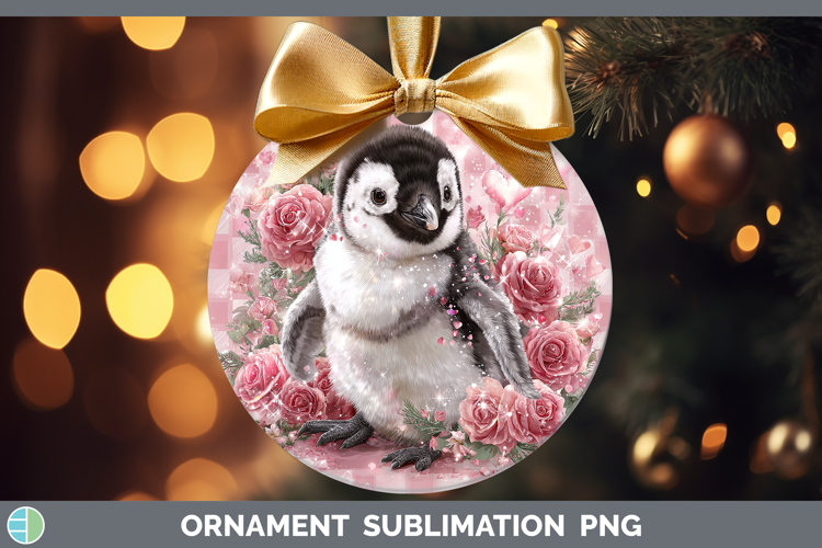 Penguin Animals Checker Valentine Ornament Sublimation Desig
