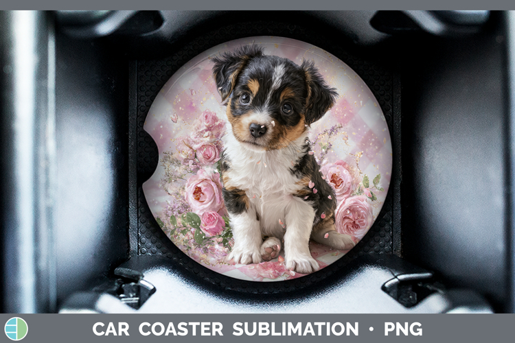 Puppy Animals Checker Valentine Car Coaster Sublimation Desi