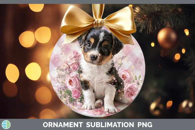 Puppy Animals Checker Valentine Ornament Sublimation Design