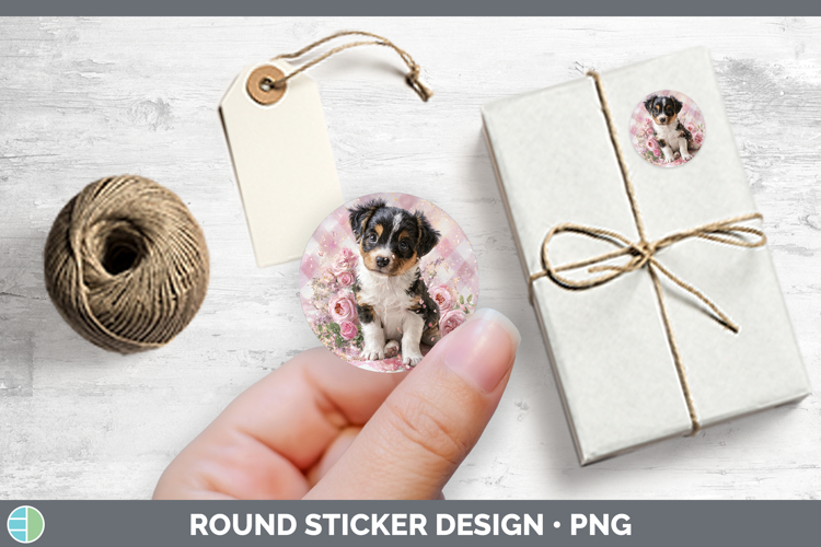 Puppy Animals Checker Valentine Stickers Design