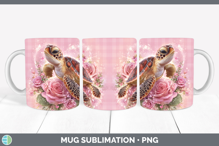 Sea Turtle Animals Checker Valentine Mug Wrap Sublimation De