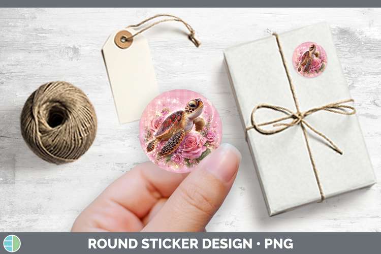 Sea Turtle Animals Checker Valentine Stickers Design