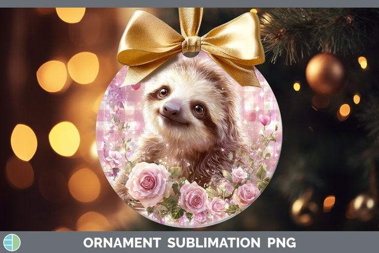 Sloth Animals Checker Valentine Ornament Sublimation Design