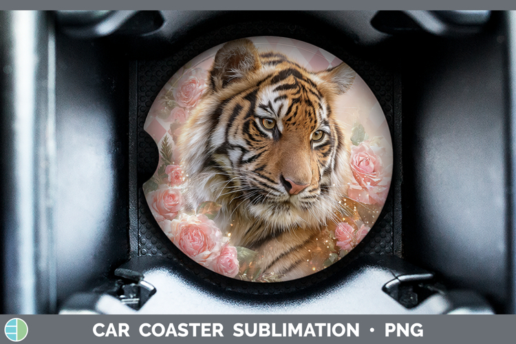 Tiger Animals Checker Valentine Car Coaster Sublimation Desi