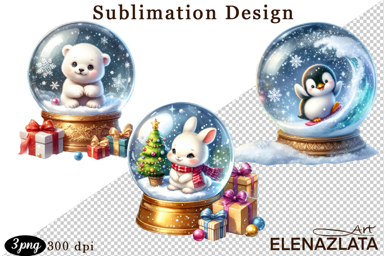 Watercolor Christmas, Animals Christmas ball clipart