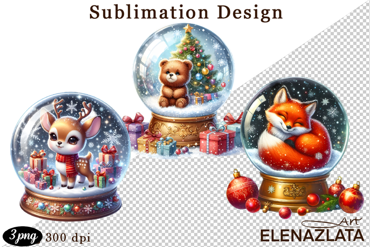 Watercolor Christmas, Animals Christmas ball clipart